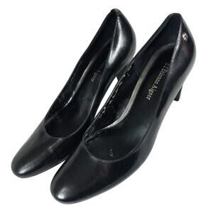 ETIENNE AIGNER! BLACK GENUINE LEATHER MODERATE HEELED CLASSIC PUMPS, HEELS! 7.5M